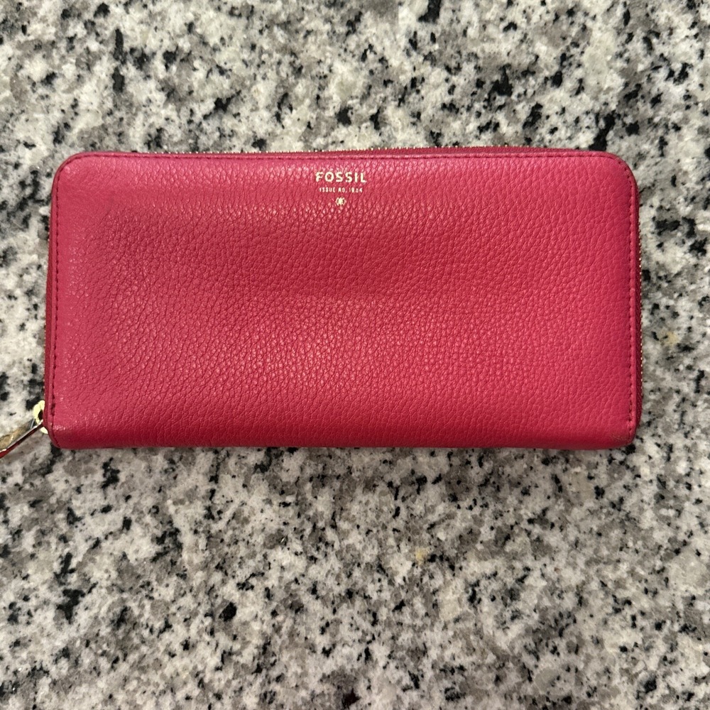 Fossil Leather Sydney Zip Around Clutch Wallet SL6688661 Pink #07